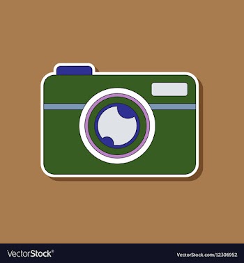 Paper sticker on background of camera vector image