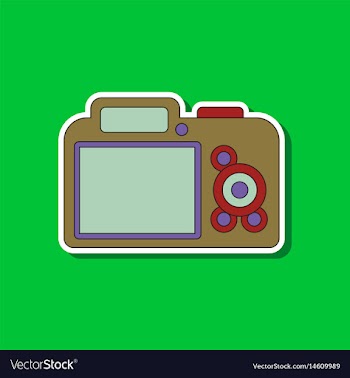 Paper sticker on background of camera vector image