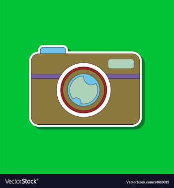 Paper sticker on background of camera vector image