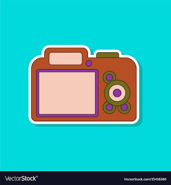 Paper sticker on background of camera vector image
