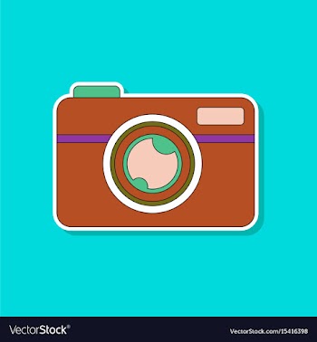 Paper sticker on background of camera vector image