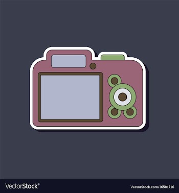 Paper sticker on background of camera vector image