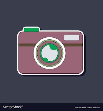 Paper sticker on background of camera vector image