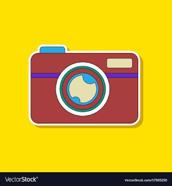 Paper sticker on background of camera vector image