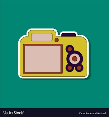 Paper sticker on background of camera vector image