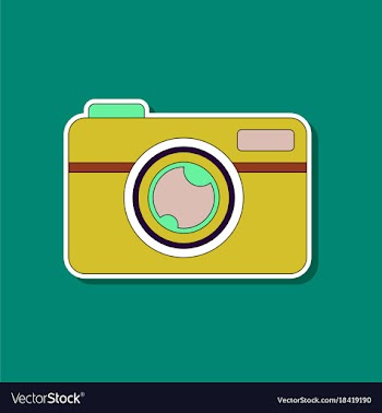 Paper sticker on background of camera vector image