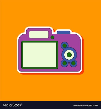 Paper sticker on background of camera vector image