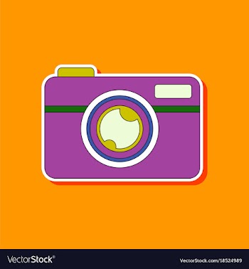 Paper sticker on background of camera vector image
