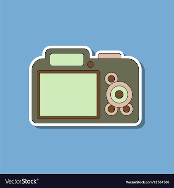 Paper sticker on background of camera vector image