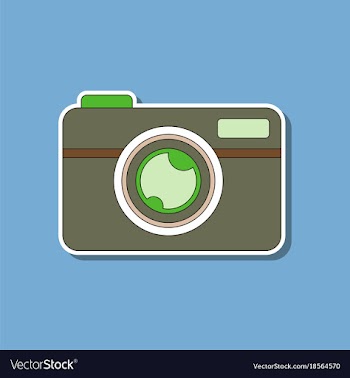 Paper sticker on background of camera vector image