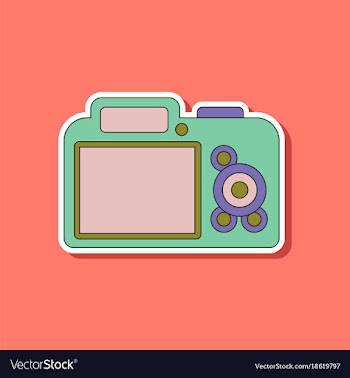 Paper sticker on background of camera vector image