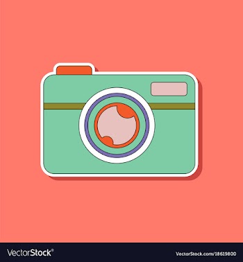 Paper sticker on background of camera vector image