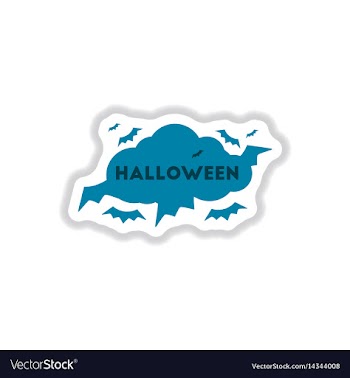 Paper sticker on background of cloud bats vector image