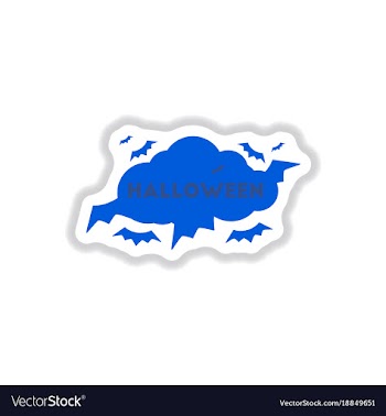 Paper sticker on background of cloud bats vector image