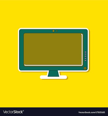 Paper sticker on background of computer monitor vector image