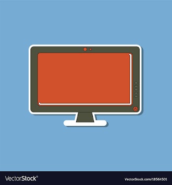 Paper sticker on background of computer monitor vector image