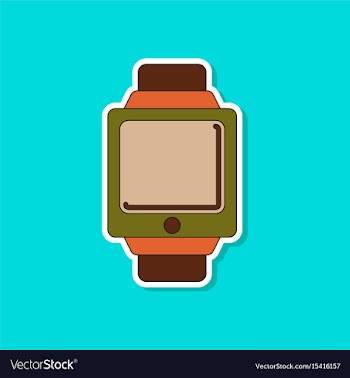 Paper sticker on background of digital watch vector image