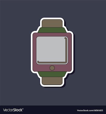 Paper sticker on background of digital watch vector image