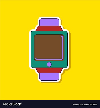 Paper sticker on background of digital watch vector image