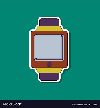 Paper sticker on background of digital watch vector image