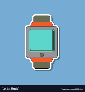 Paper sticker on background of digital watch vector image