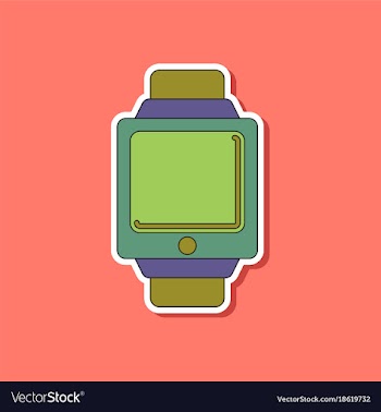 Paper sticker on background of digital watch vector image