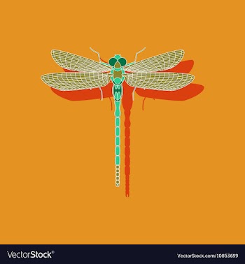 Paper sticker on background of dragonfly vector image