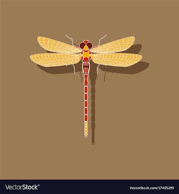 Paper sticker on background of dragonfly vector image