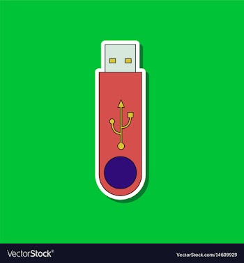 Paper sticker on background of flash drive vector image