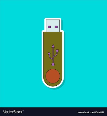 Paper sticker on background of flash drive vector image