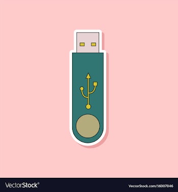 Paper sticker on background of flash drive vector image