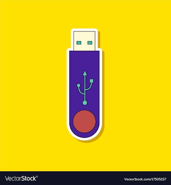 Paper sticker on background of flash drive vector image
