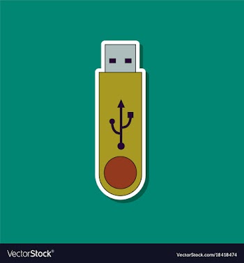 Paper sticker on background of flash drive vector image