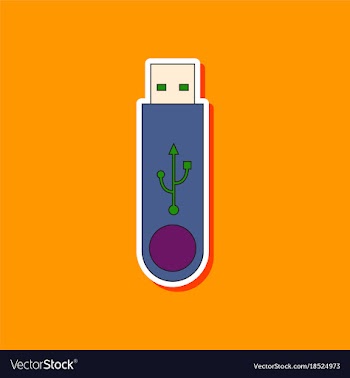 Paper sticker on background of flash drive vector image