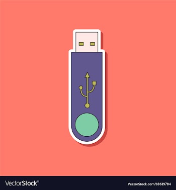 Paper sticker on background of flash drive vector image