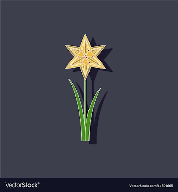 Paper sticker on background of flower narcissus vector image