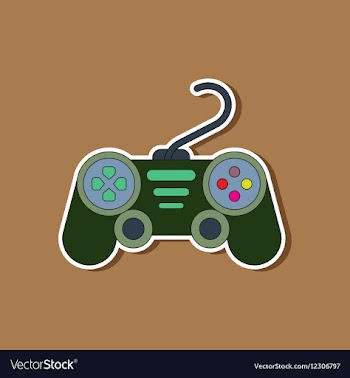 Paper sticker on background of game joystick vector image