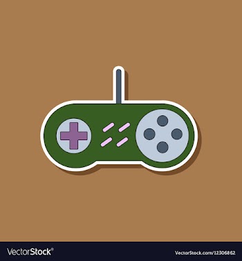 Paper sticker on background of game joystick vector image