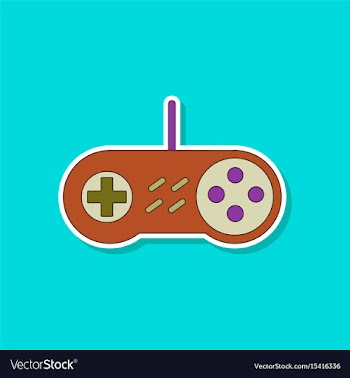 Paper sticker on background of game joystick vector image