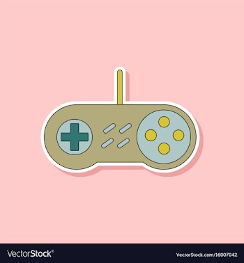 Paper sticker on background of game joystick vector image
