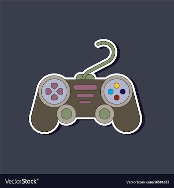 Paper sticker on background of game joystick vector image