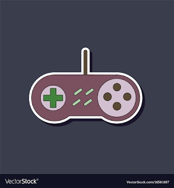 Paper sticker on background of game joystick vector image