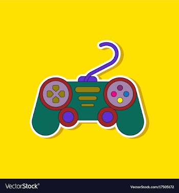 Paper sticker on background of game joystick vector image