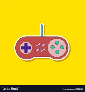 Paper sticker on background of game joystick vector image
