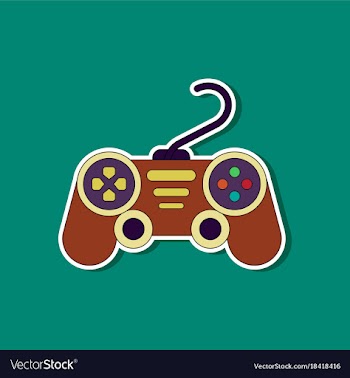 Paper sticker on background of game joystick vector image