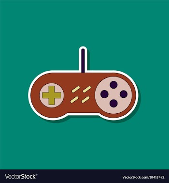 Paper sticker on background of game joystick vector image