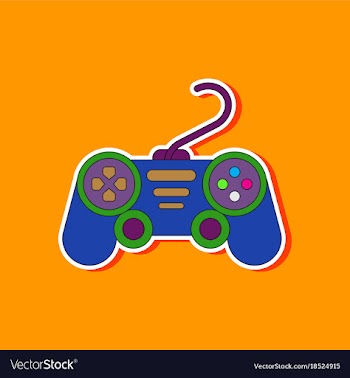 Paper sticker on background of game joystick vector image