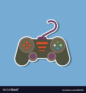 Paper sticker on background of game joystick vector image