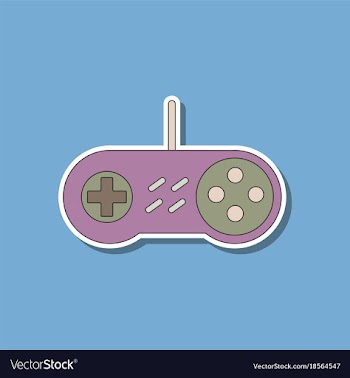 Paper sticker on background of game joystick vector image