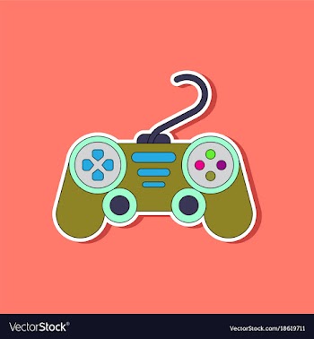 Paper sticker on background of game joystick vector image